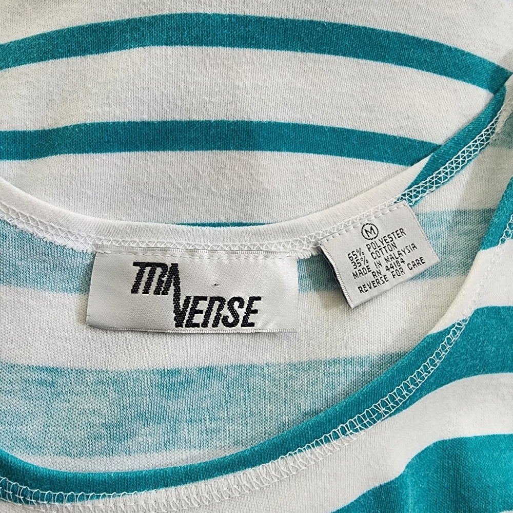 TraVerse Dress Striped Sleeveless Cotton Poly Blend Sundress Green Size M - Picture 11 of 14